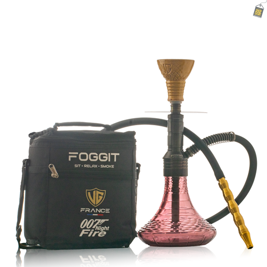 Noddy 007 Night Fire Hookah with Bag - Black Stem / Light Purple Vertigo Base