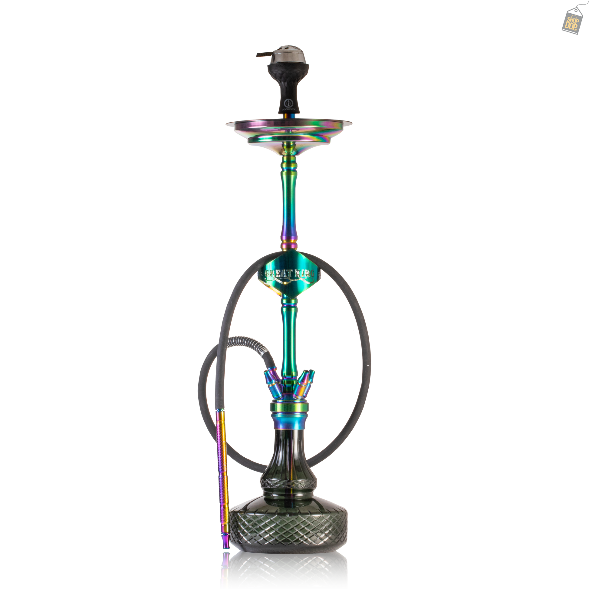 Buy COCOYAYA Great King Hookah with Bag - Rainbow Stem / Green