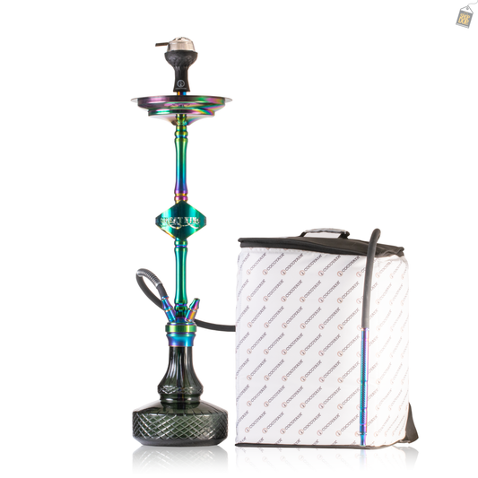 COCOYAYA Great King Hookah with Bag - Rainbow Stem / Green Base
