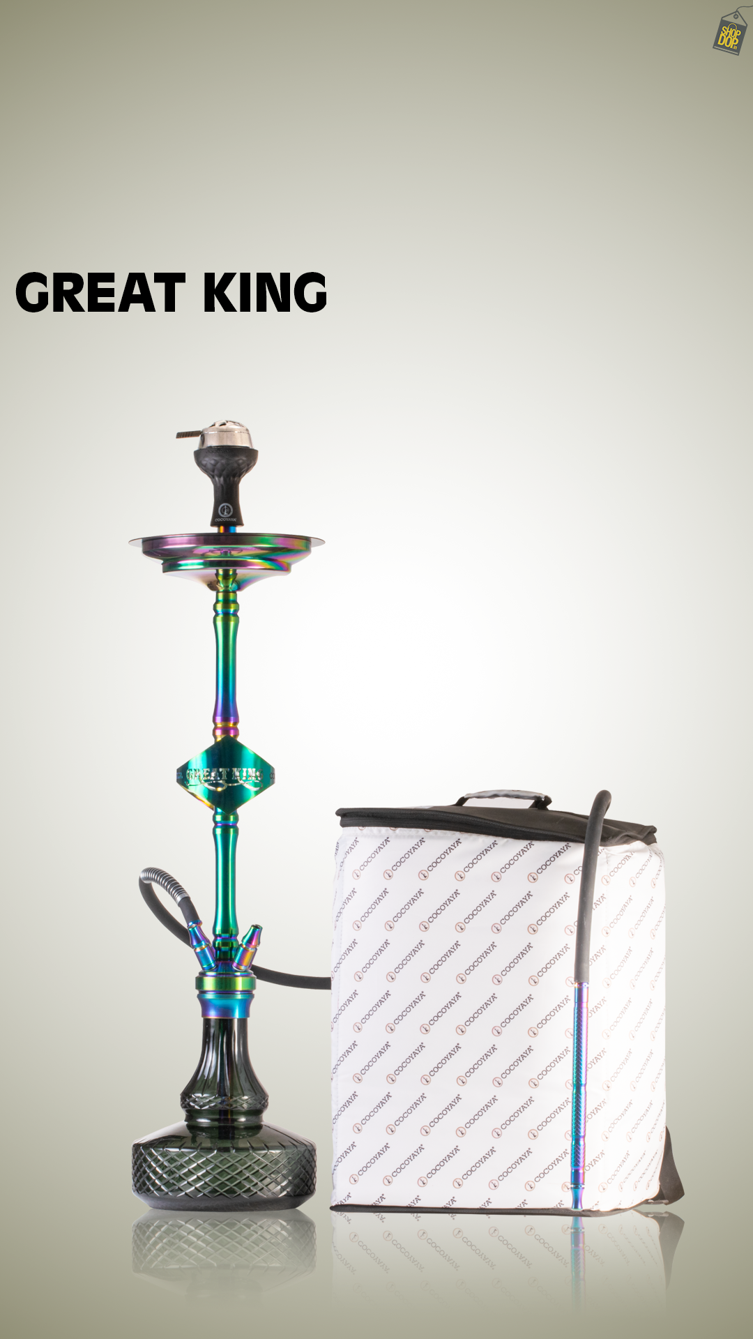 COCOYAYA Great King Hookah with Bag - Rainbow Stem / Green Base