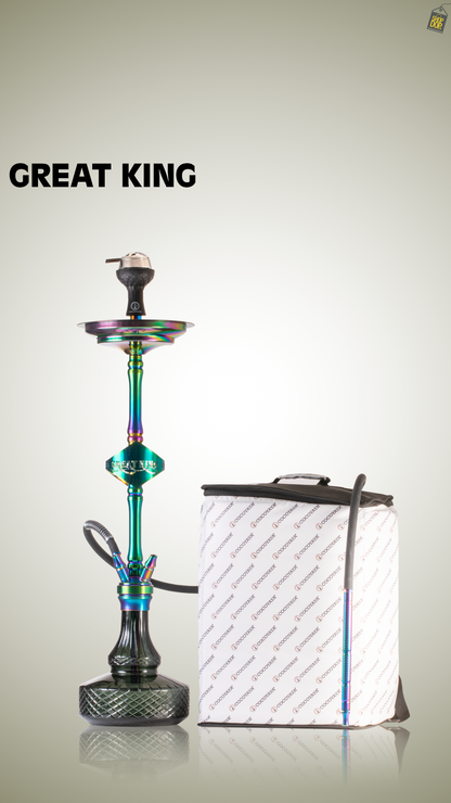 COCOYAYA Great King Hookah with Bag - Rainbow Stem / Green Base