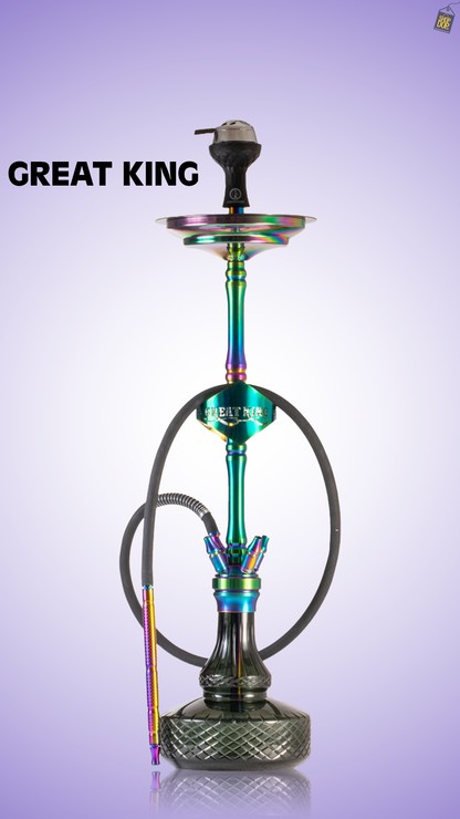COCOYAYA Great King Hookah with Bag - Rainbow Stem / Green Base