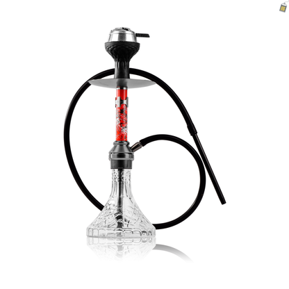 Grunge X Hookah - Red Stem / Cut Glass Base