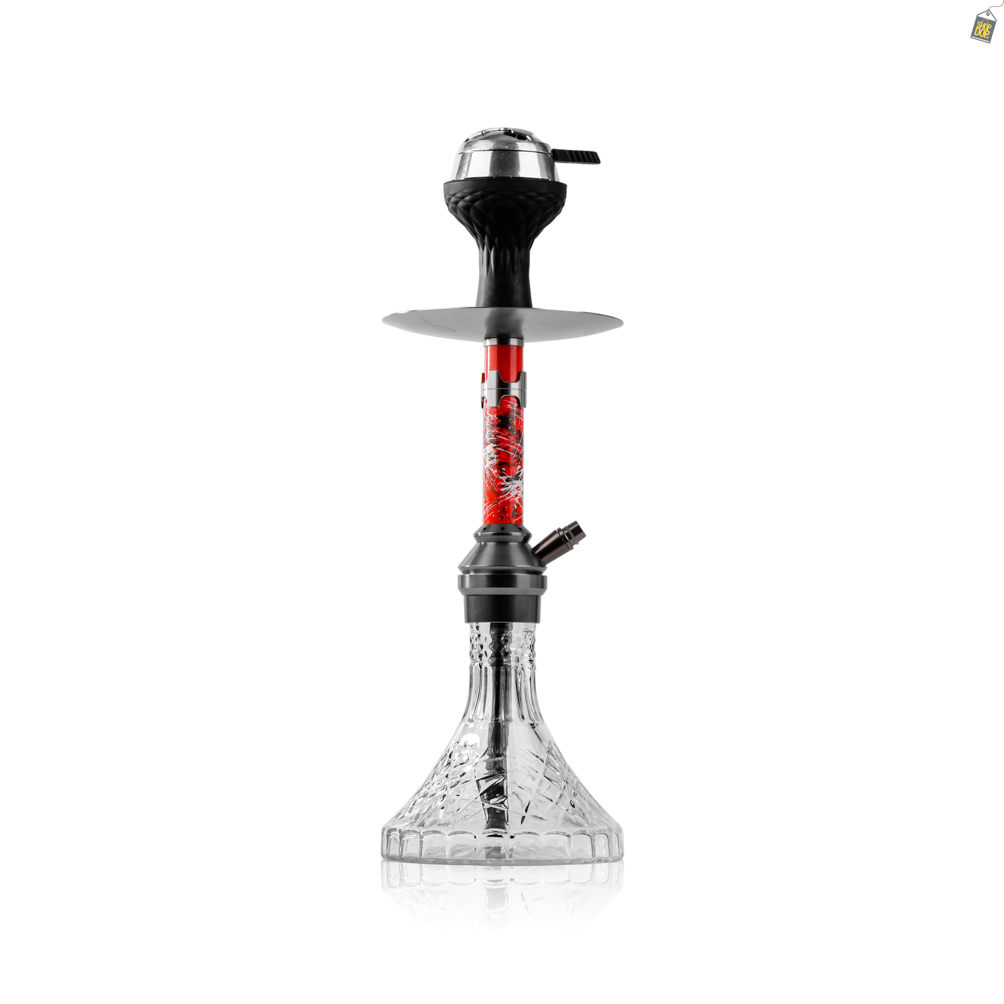 Grunge X Hookah - Red Stem / Cut Glass Base