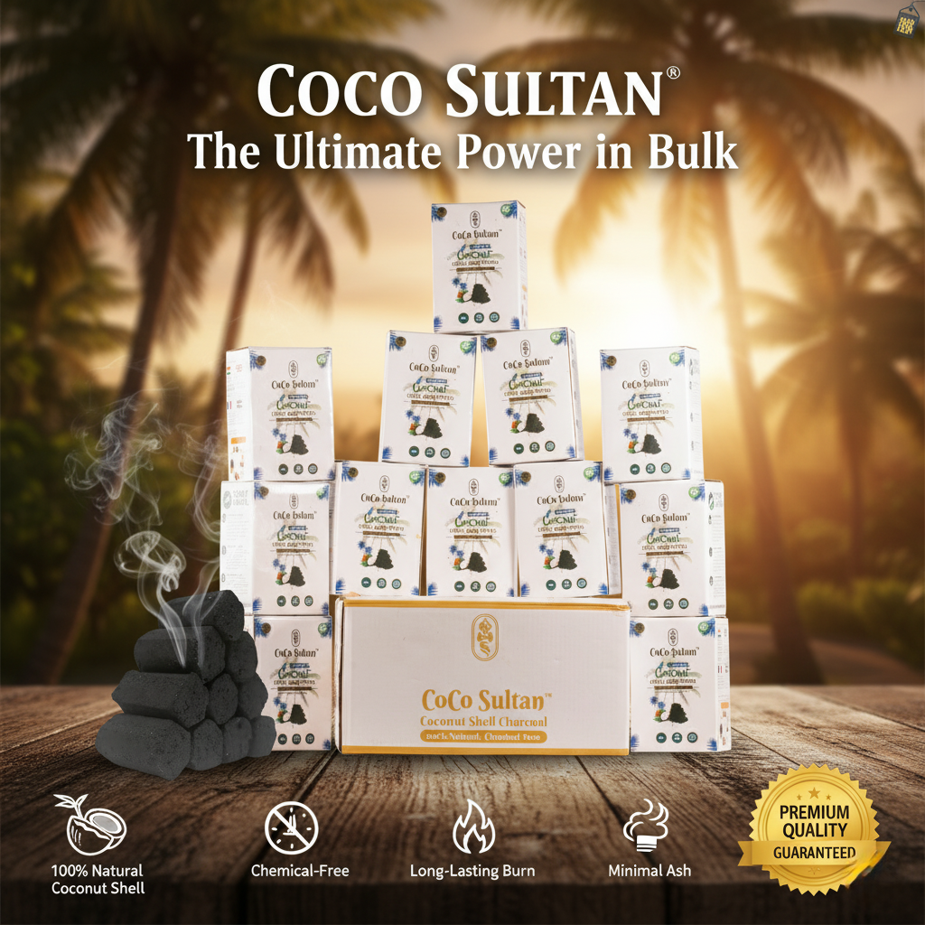 Pack of 12kg (Peti) COCO Sultan Hexagonal Hookah Coconut Coal - Carton