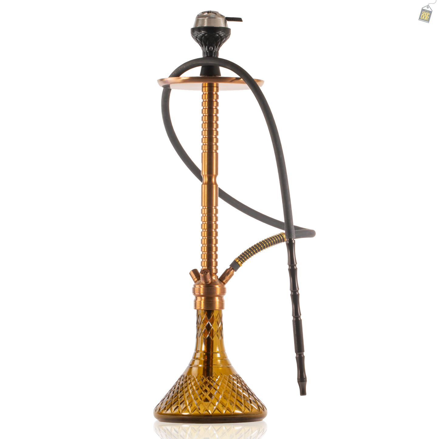Sultan Heygan Hookah with 2 Bags - Bronze Stem / Light Brown Base