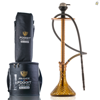 Sultan Heygan Hookah with 2 Bags - Bronze Stem / Light Brown Base