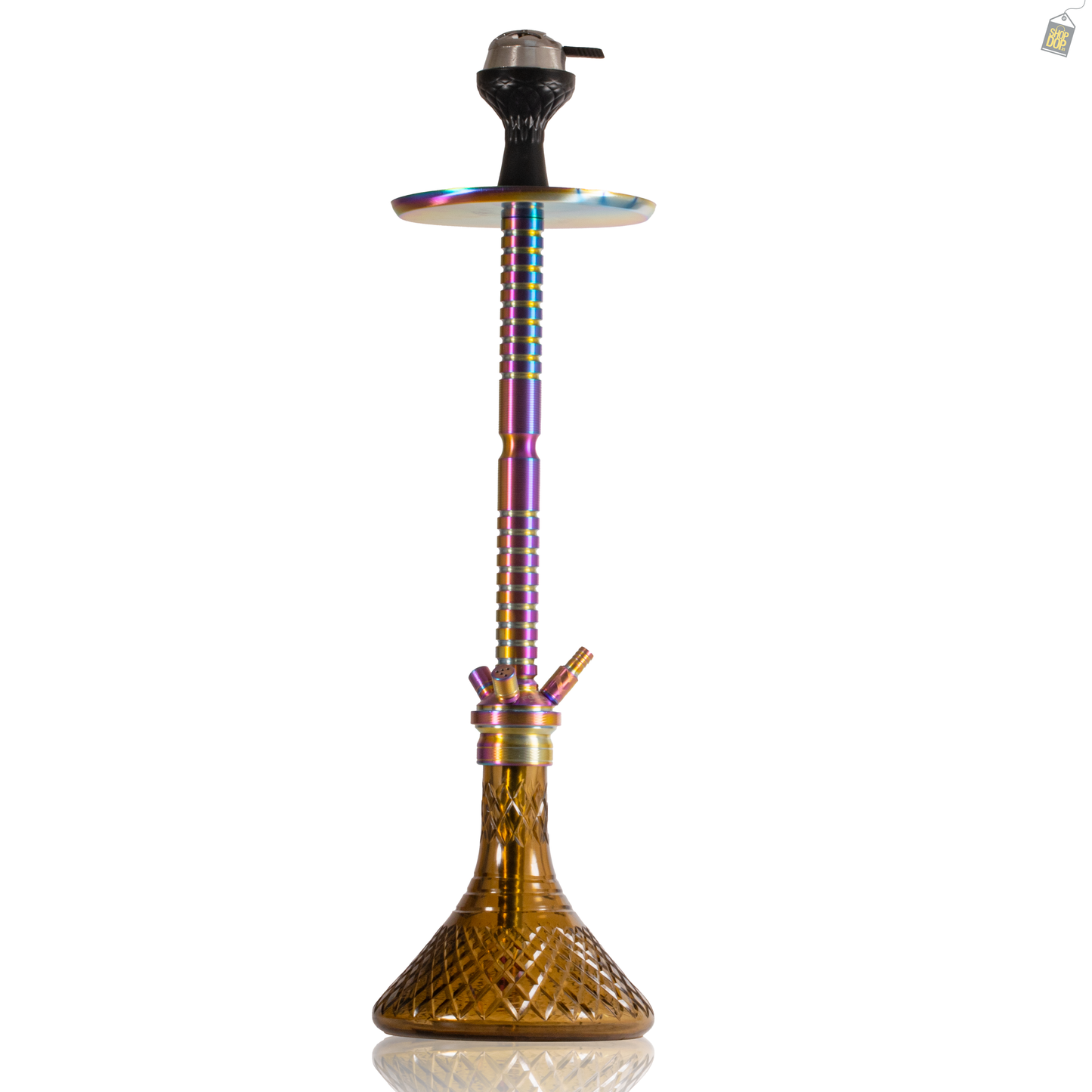Sultan Heygan Hookah with 2 Bags - Rainbow Stem / Light Brown Base