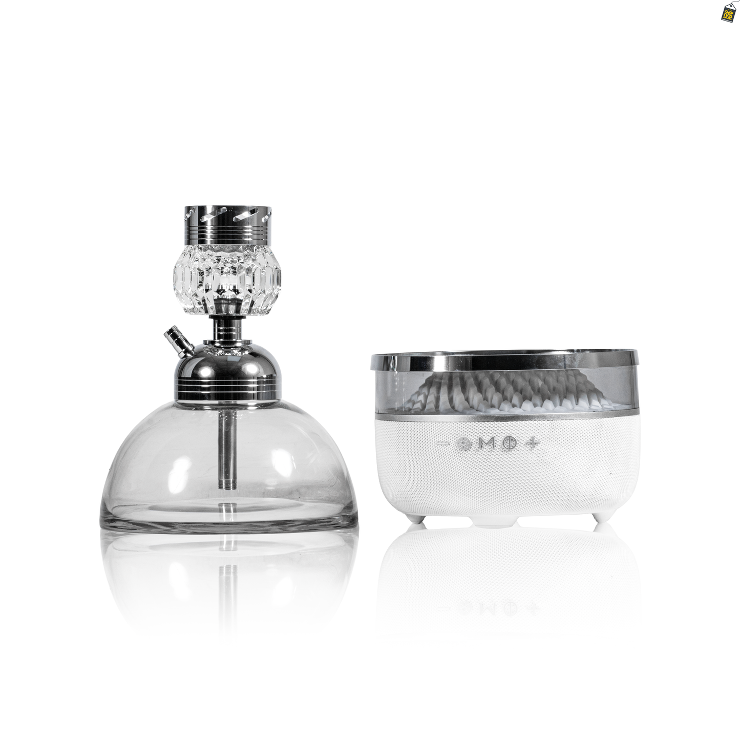 Hi Fi Bomb Hookah with LED and Bluetooth Speaker - Silver