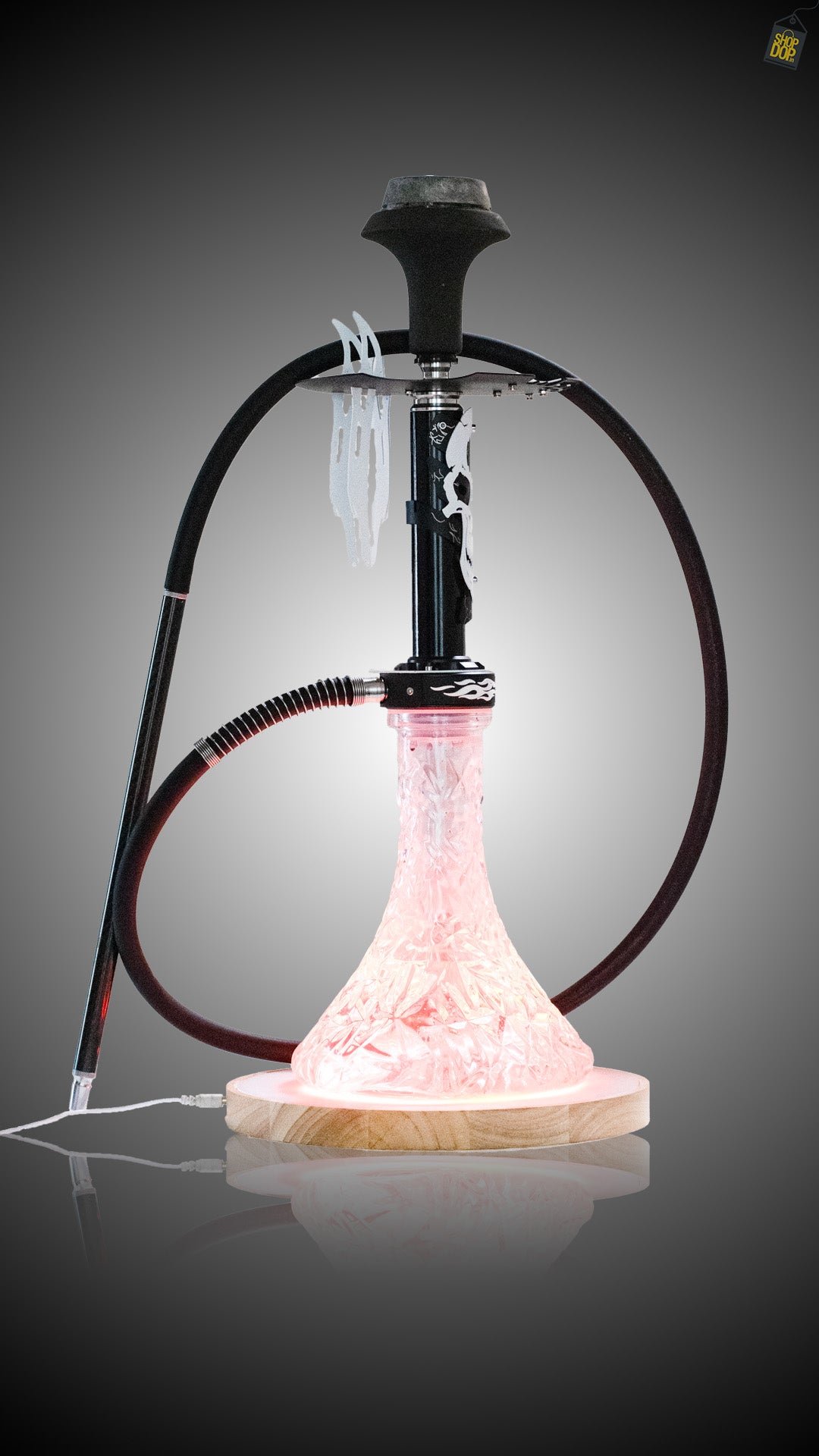 Wooden Pyro Light Hookah Base with Remote