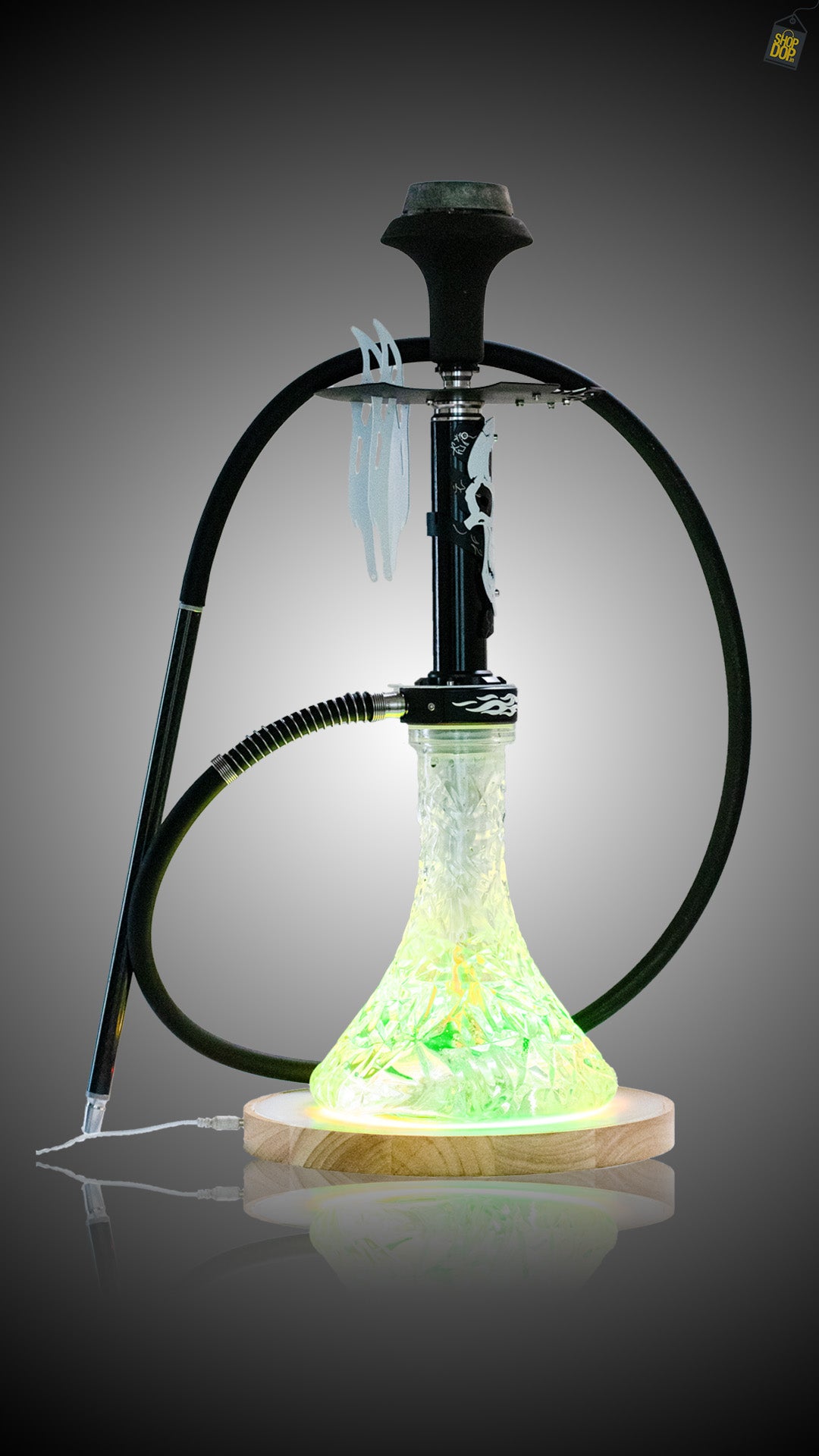 Wooden Pyro Light Hookah Base with Remote