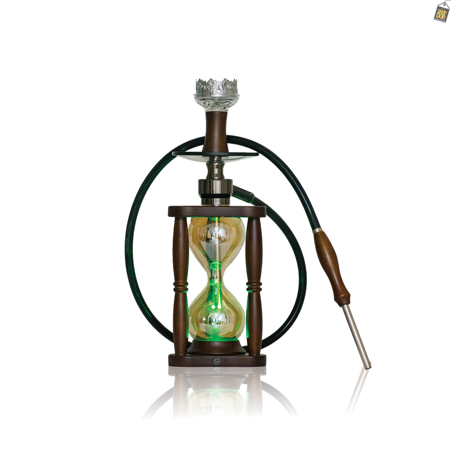 Hour Glass Hookah with LED Light - Dark Brown