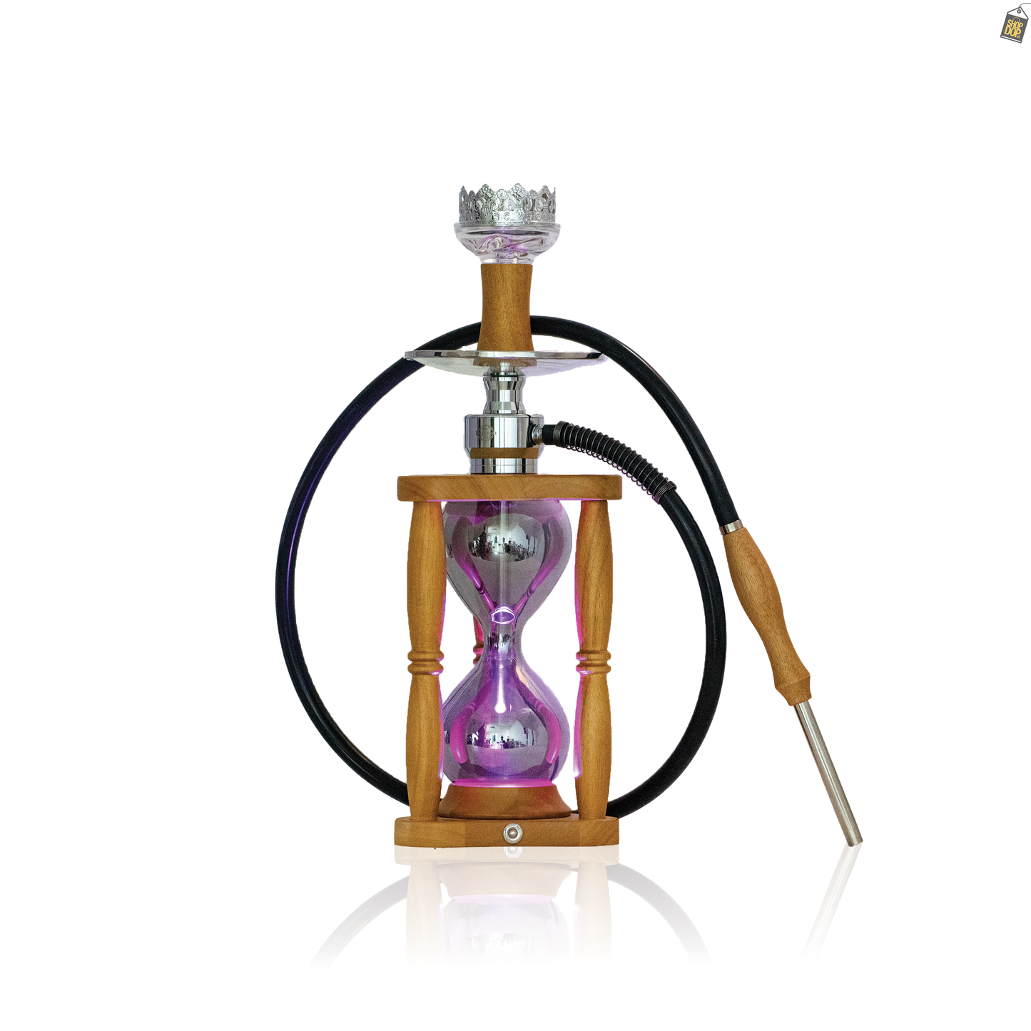 Hour Glass Hookah with LED Light - Light Brown
