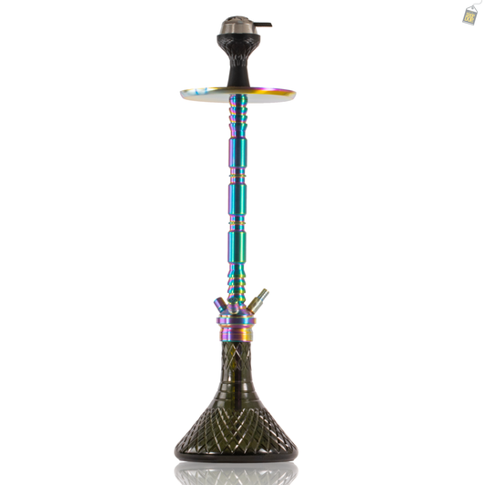 Sultan Igor Hookah with 2 Bags - Rainbow Stem / Emerald Green Base