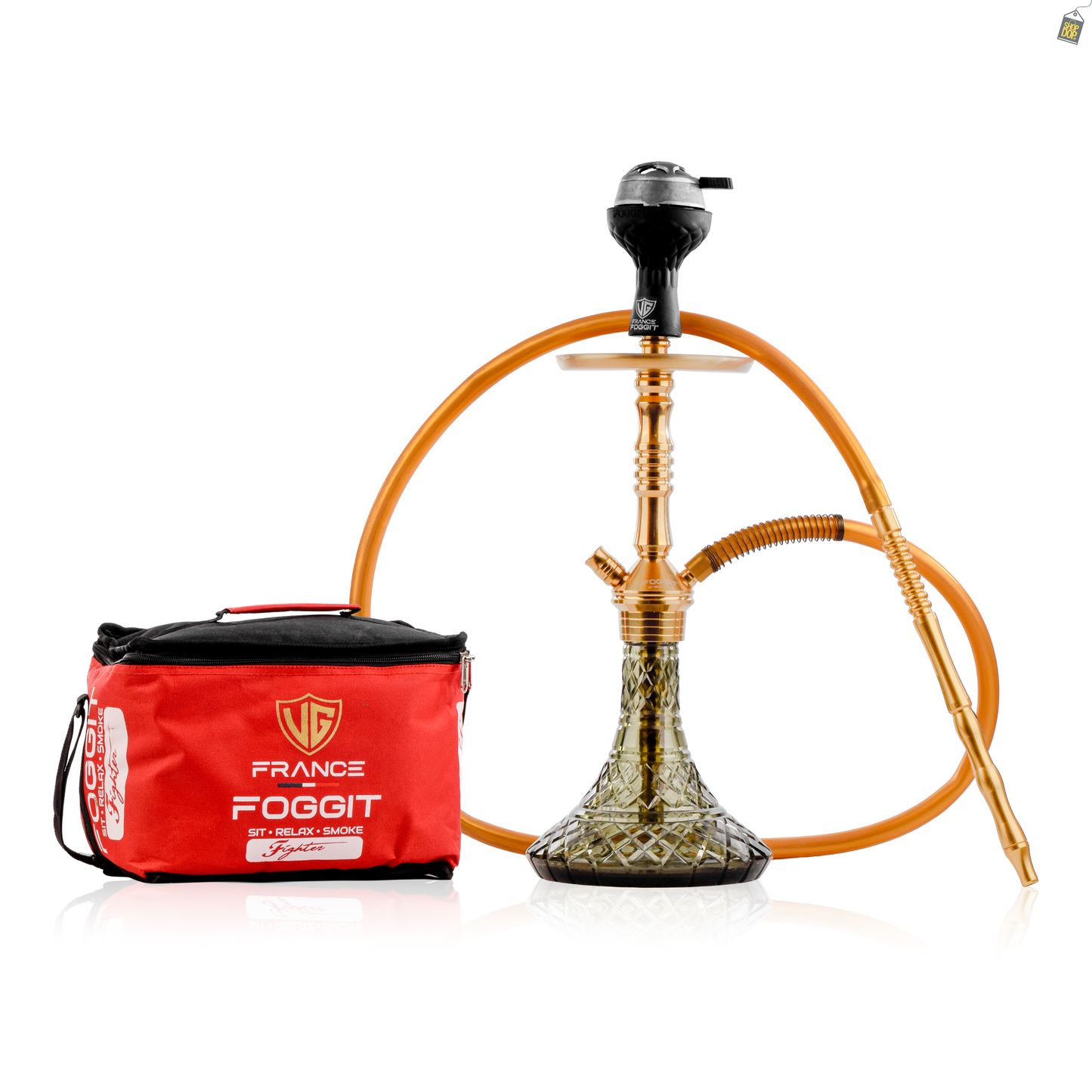 VG Joe L3 Hookah with Bag - Gold Stem / Emerald Green Base