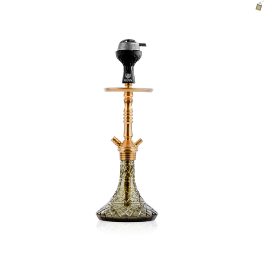 VG Joe L3 Hookah with Bag - Gold Stem / Emerald Green Base