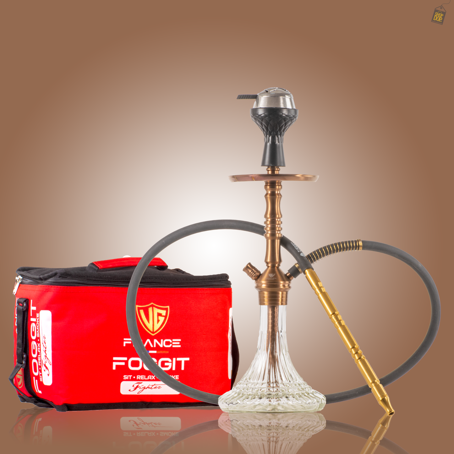 VG Joe L3 Hookah with Bag - Bronze Stem / Transparent Line Base