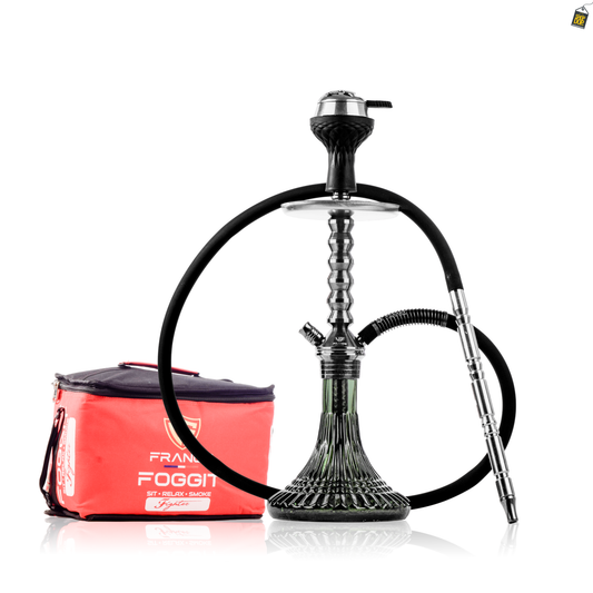 VG Joe Ladder Hookah with Bag - Gun Metal Stem / Emerald Green Base