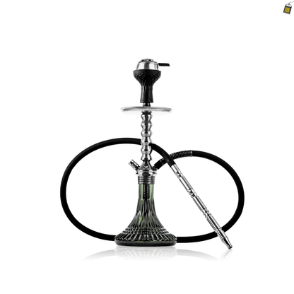 VG Joe Ladder Hookah with Bag - Gun Metal Stem / Emerald Green Base
