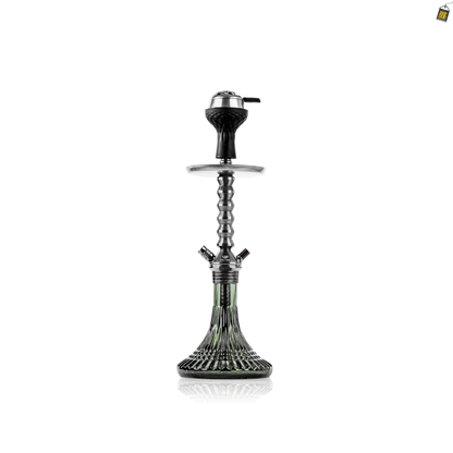 VG Joe Ladder Hookah with Bag - Gun Metal Stem / Emerald Green Base