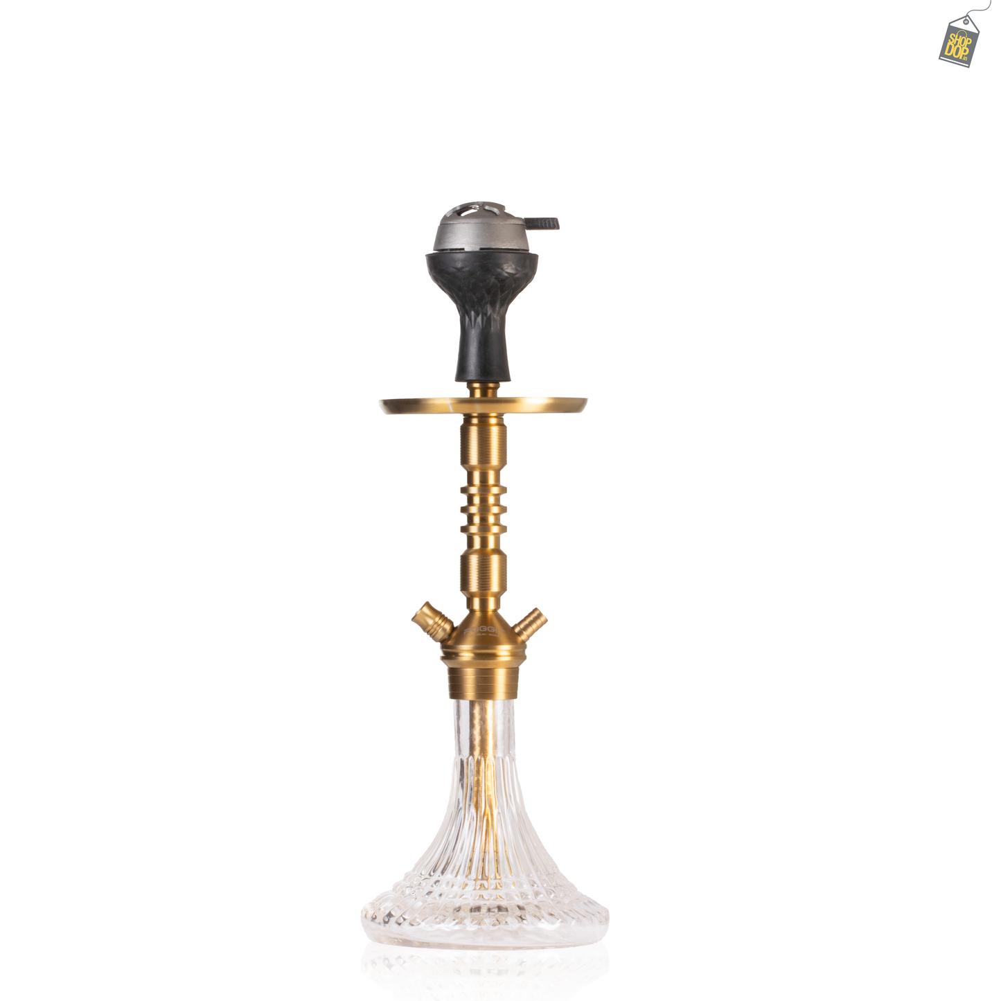 VG Joe L3 Hookah with Bag - Gold Stem / Transparent Line Base
