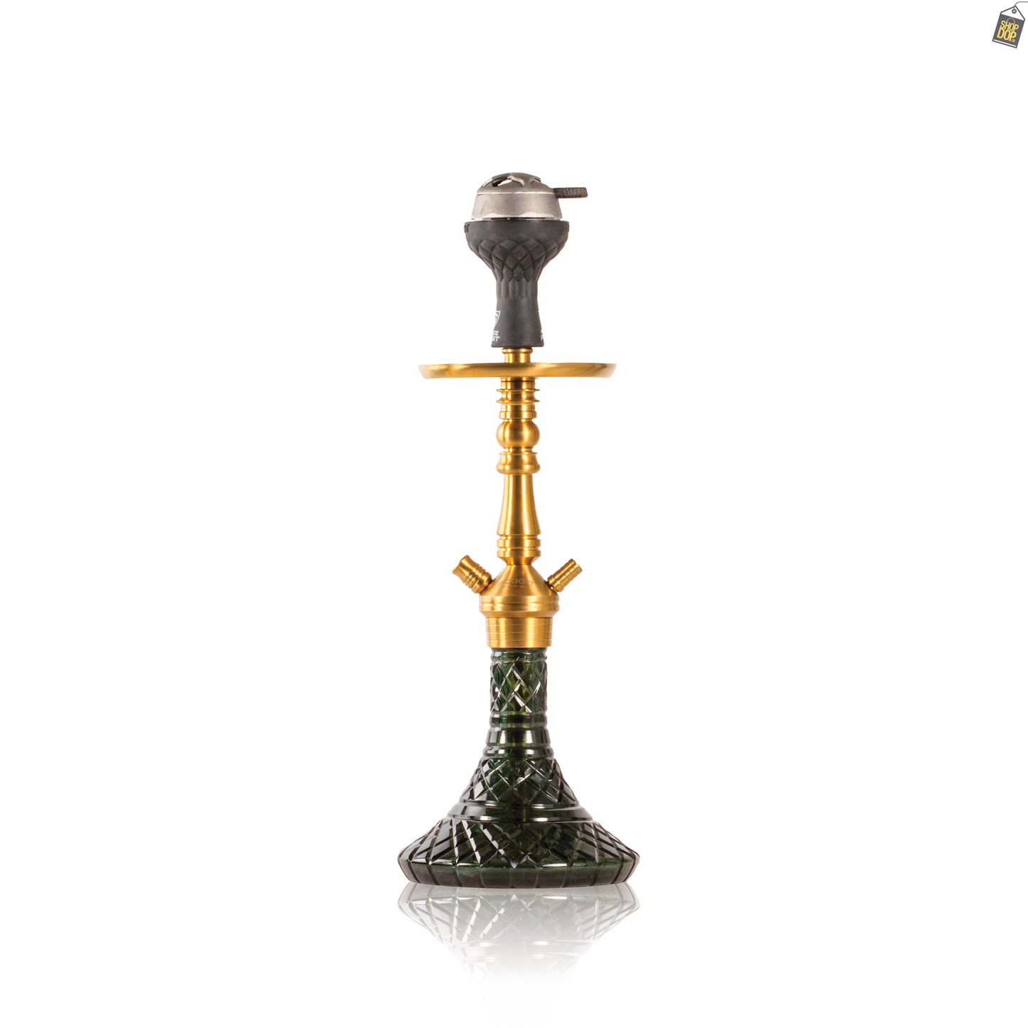 VG Joe R2 Hookah with Bag - Gold Stem / Emerald Green Base
