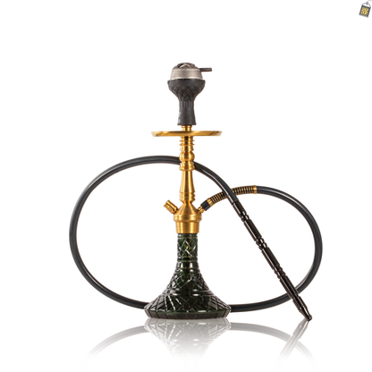 VG Joe R2 Hookah with Bag - Gold Stem / Emerald Green Base
