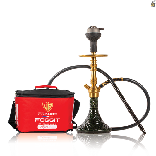 VG Joe R2 Hookah with Bag - Gold Stem / Emerald Green Base