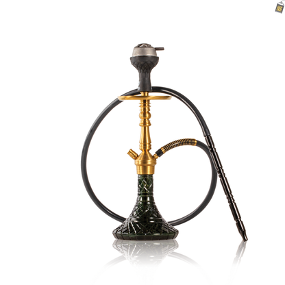 VG Joe R2 Hookah with Bag - Gold Stem / Emerald Green Base