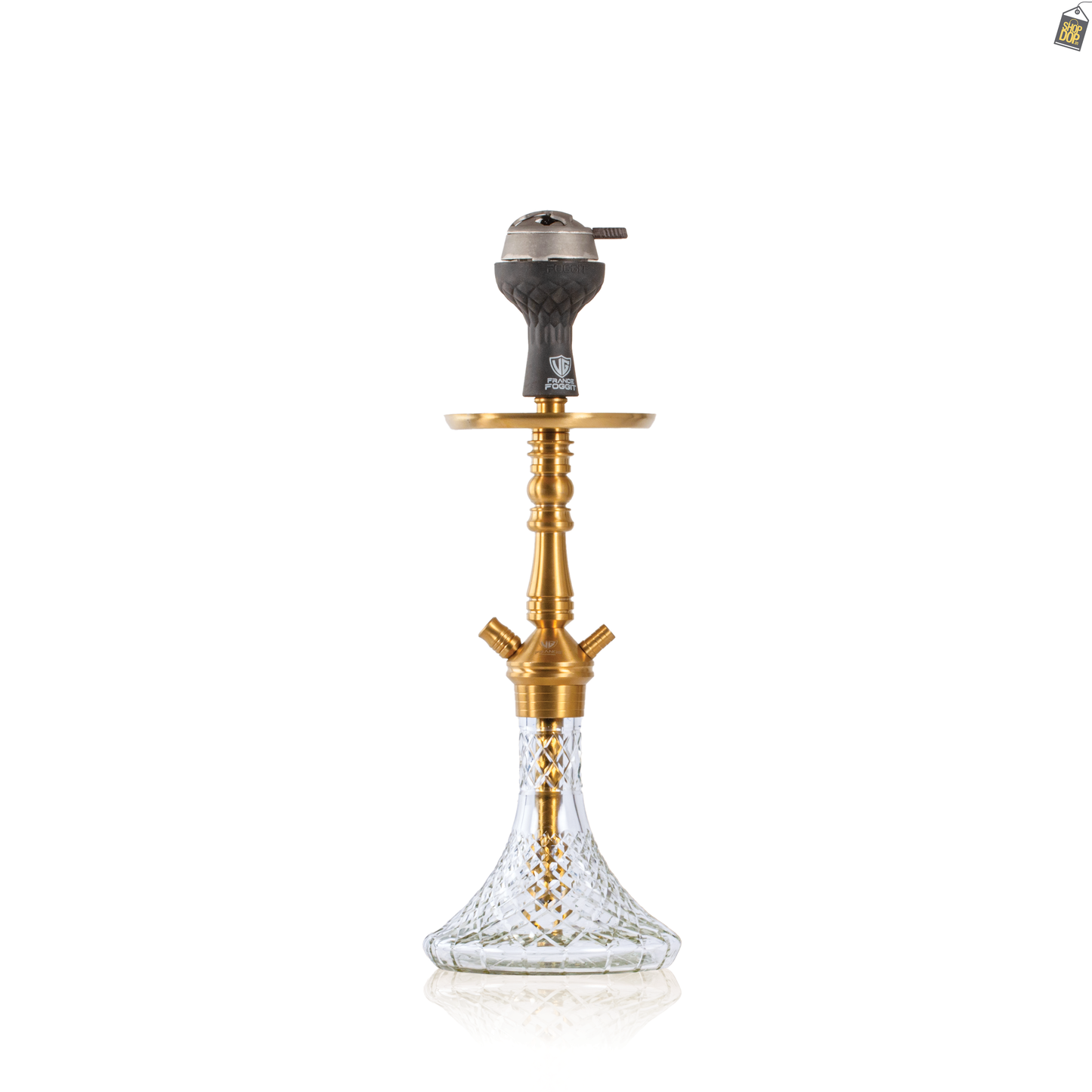VG Joe R2 Hookah with Bag - Gold Stem / Transparent Base