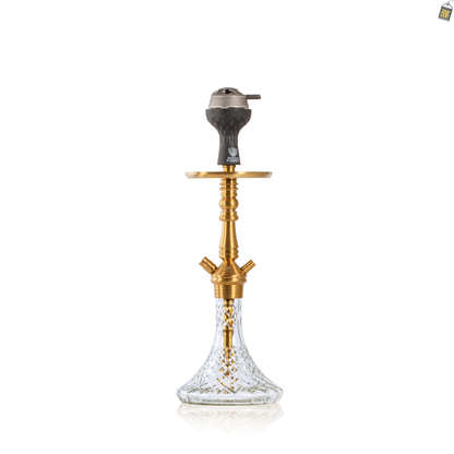 VG Joe R2 Hookah with Bag - Gold Stem / Transparent Base