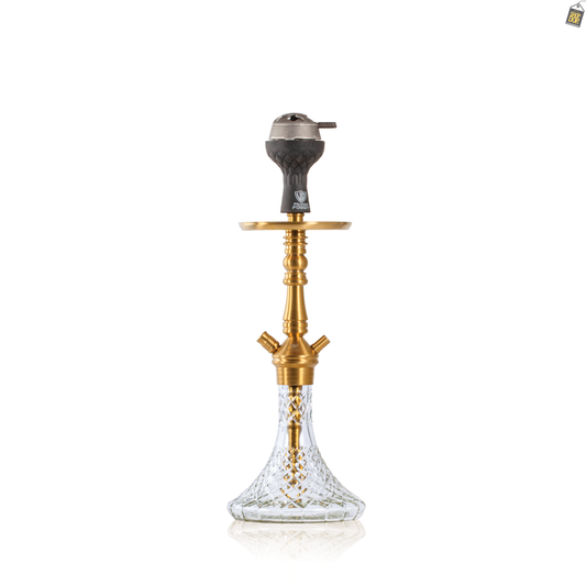 VG Joe R2 Hookah with Bag - Gold Stem / Transparent Base