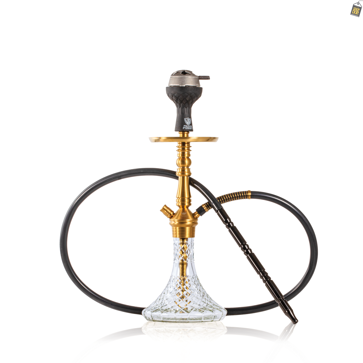 VG Joe R2 Hookah with Bag - Gold Stem / Transparent Base