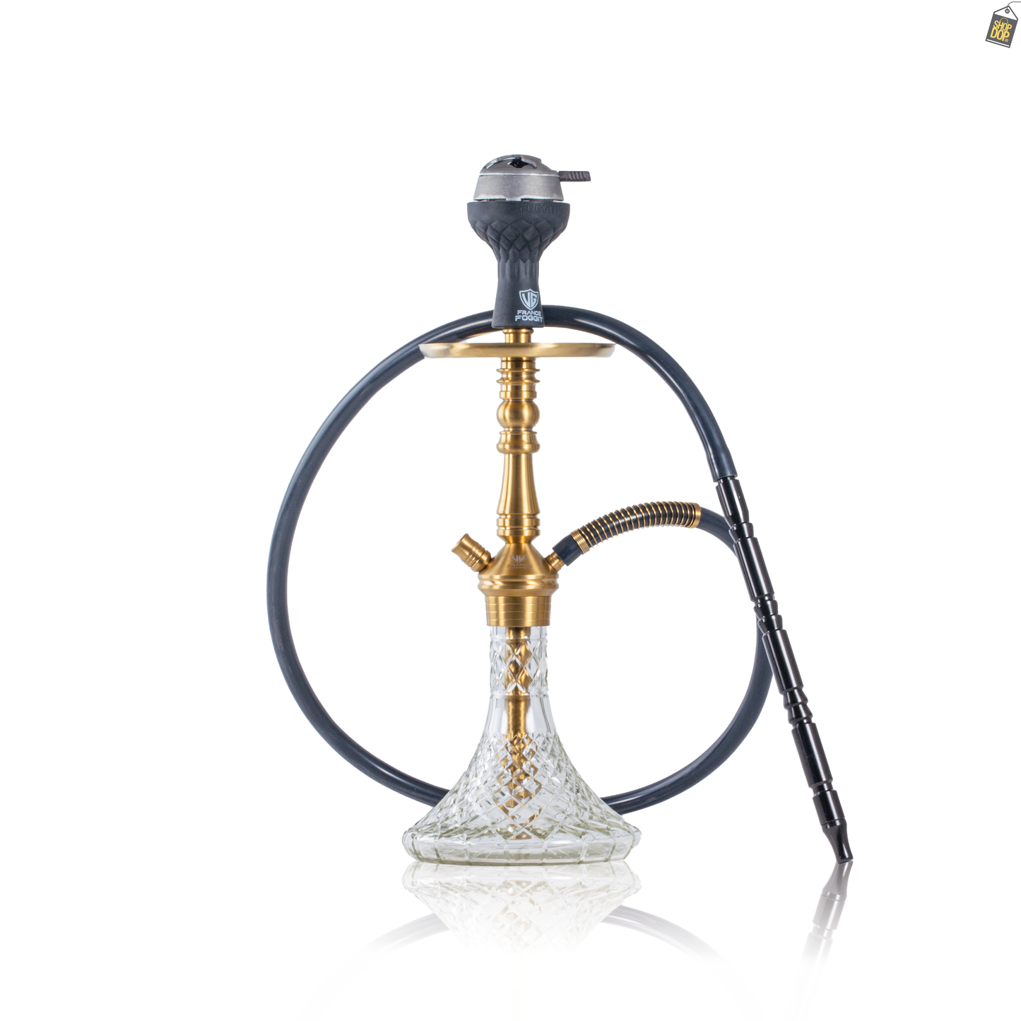 VG Joe R2 Hookah with Bag - Gold Stem / Transparent Base