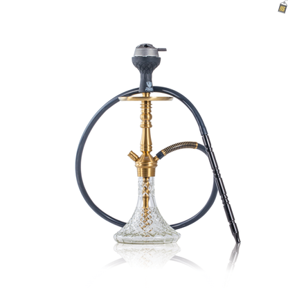 VG Joe R2 Hookah with Bag - Gold Stem / Transparent Base