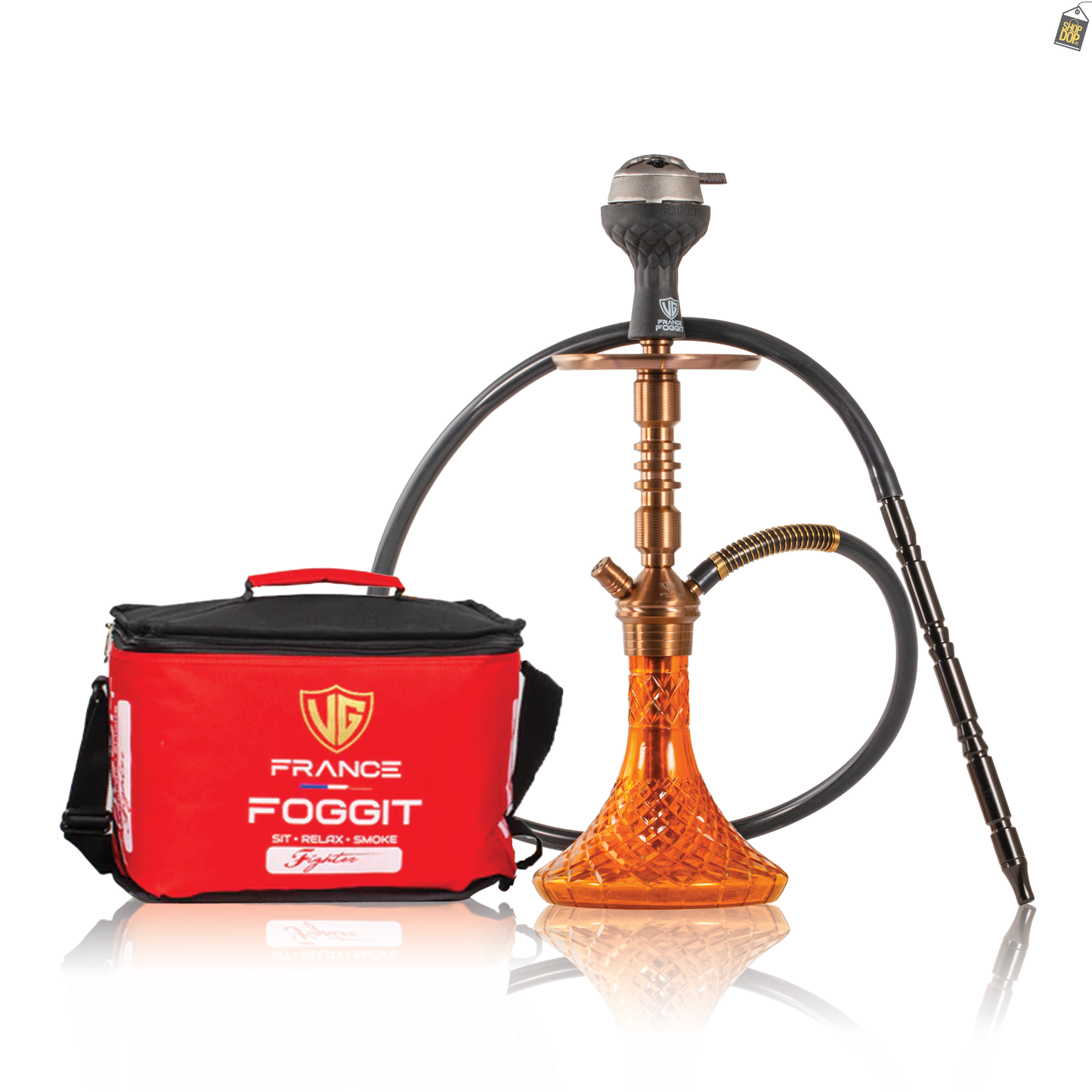 VG Joe R3 Hookah with Bag - Bronze Stem / Amber Base