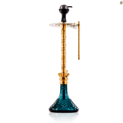 COCOYAYA King Series 2.0 Gem Hookah with Black Bag - Gold Stem / Ocean Green Base