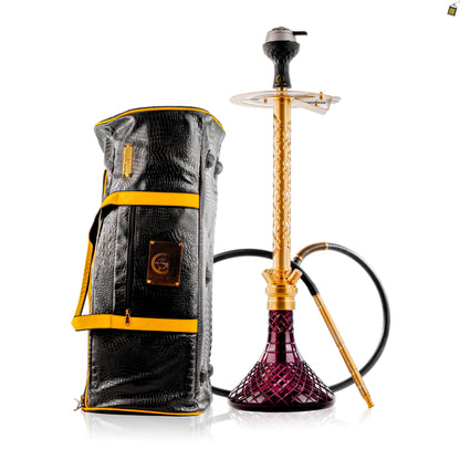 COCOYAYA King Series 2.0 Gem Hookah with Black Bag - Gold Stem / Purple Base