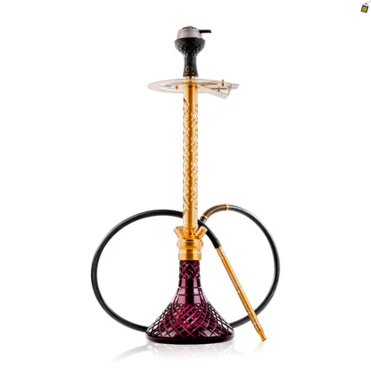 COCOYAYA King Series 2.0 Gem Hookah with Black Bag - Gold Stem / Purple Base