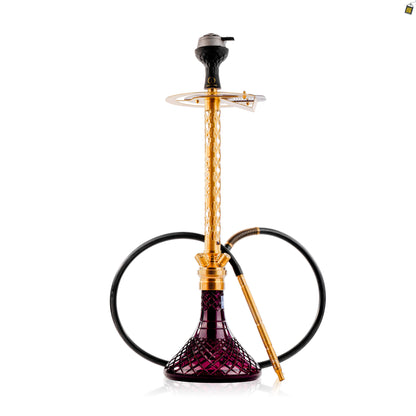 COCOYAYA King Series 2.0 Plus 2.0 Hookah with Black Bag - Gold Stem / Purple Base