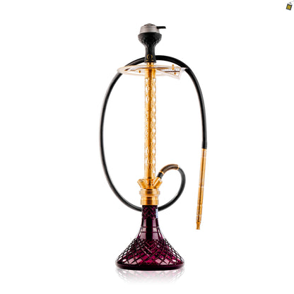COCOYAYA King Series 2.0 Plus 2.0 Hookah with Black Bag - Gold Stem / Purple Base