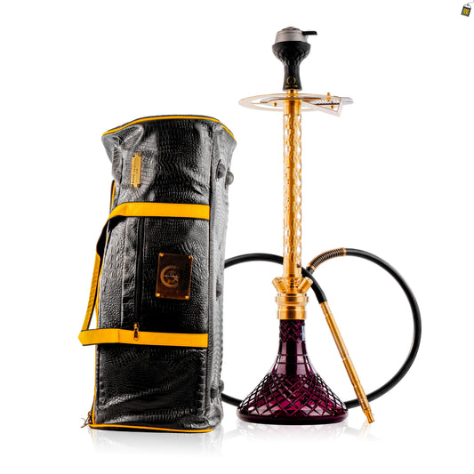 COCOYAYA King Series 2.0 Plus 2.0 Hookah with Black Bag - Gold Stem / Purple Base