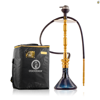 COCOYAYA King Series Brando Hookah - Gold Stem / Black Line Base With Bag