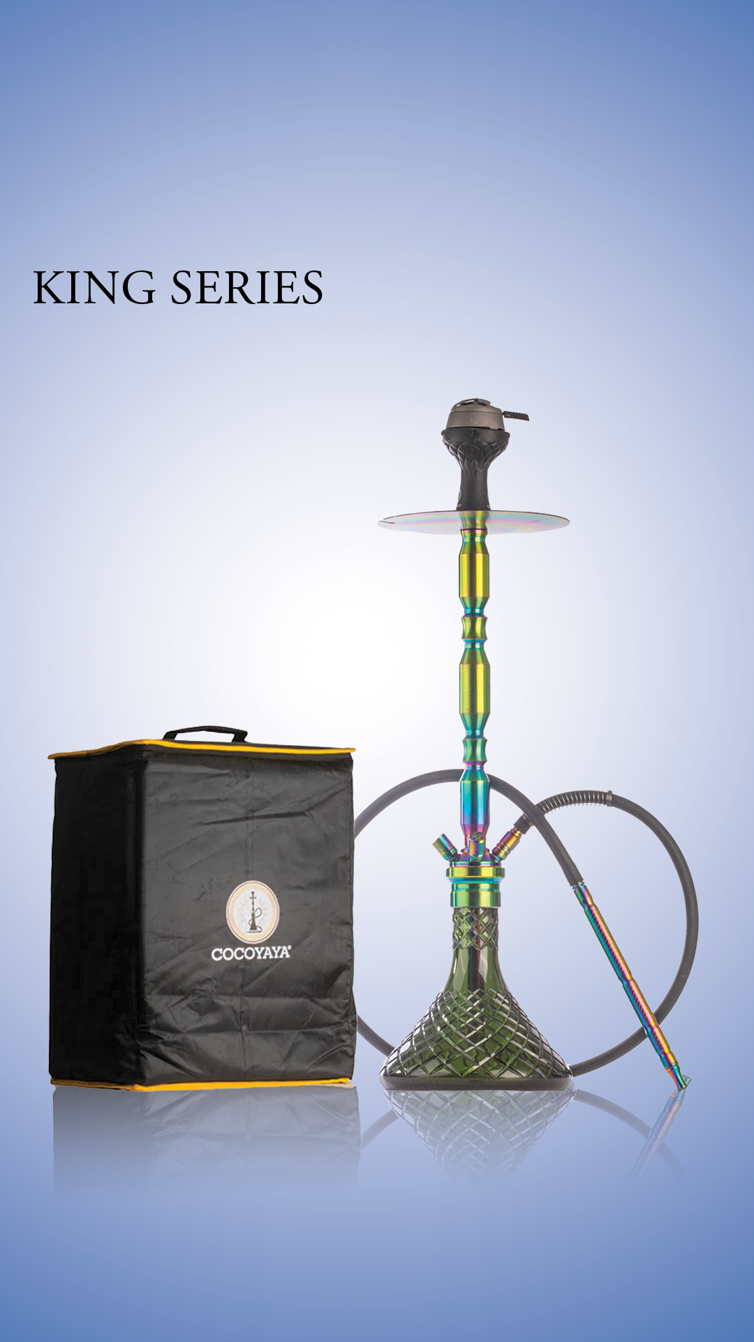 COCOYAYA King Series Brando Hookah - Rainbow Stem / Emerald Green Base