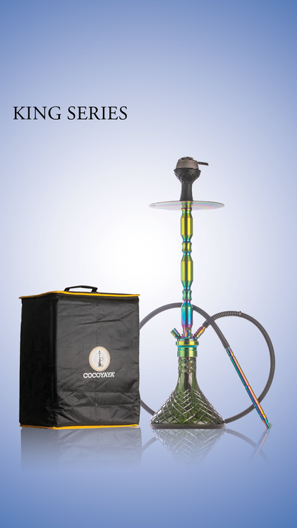 COCOYAYA King Series Brando Hookah - Rainbow Stem / Emerald Green Base