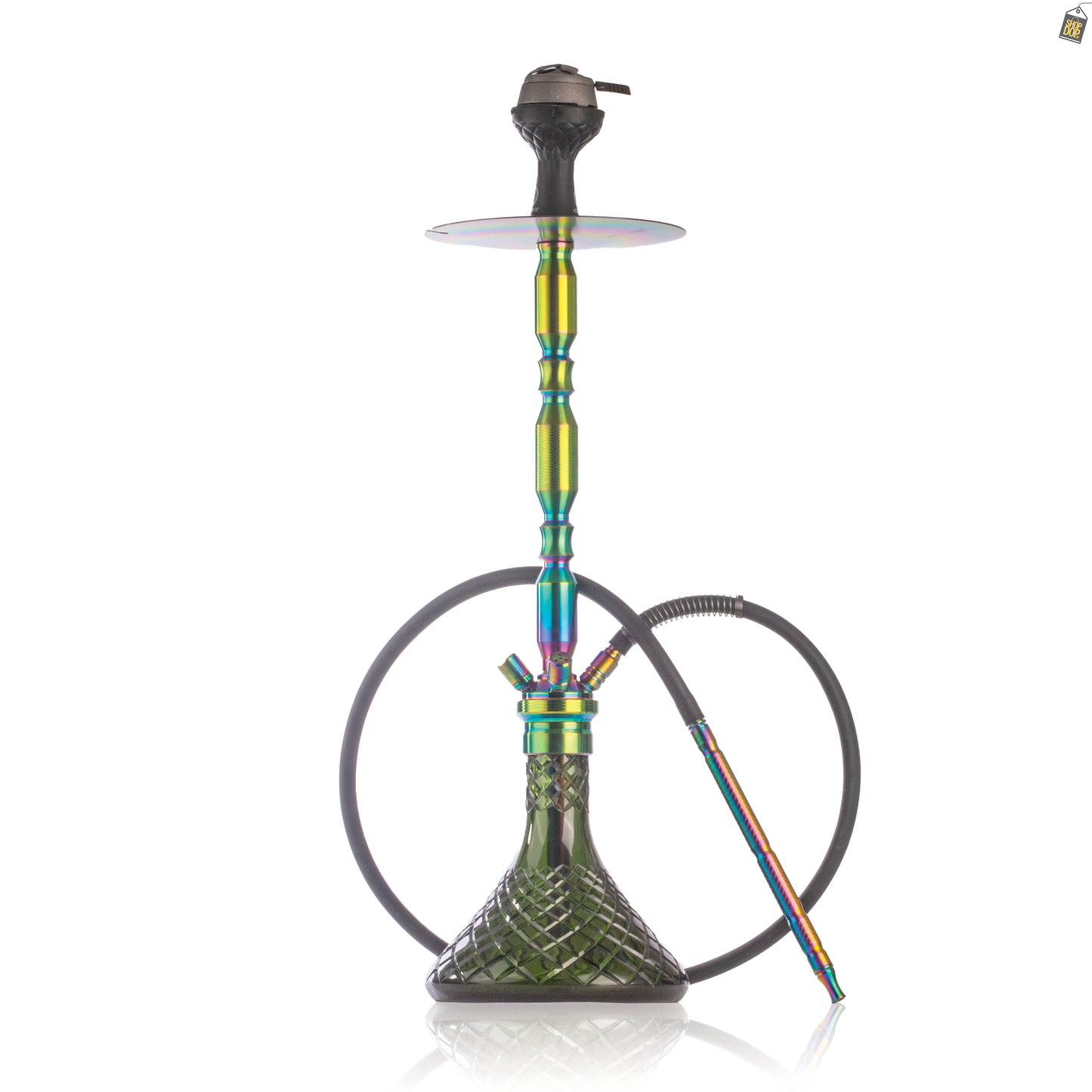 COCOYAYA King Series Brando Hookah - Rainbow Stem / Emerald Green Base