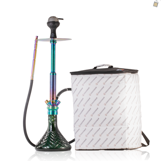 COCOYAYA King Series Spiral Hookah with Bag - Rainbow Stem / Green CGB Base