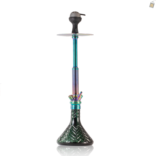 COCOYAYA King Series Spiral Hookah with Bag - Rainbow Stem / Green CGB Base