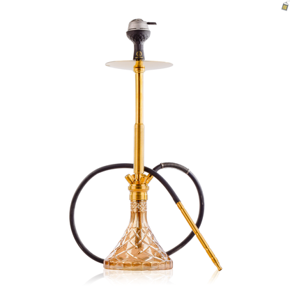 COCOYAYA King Series Spiral Hookah - Gold Stem / Gold Base with Fabric bag