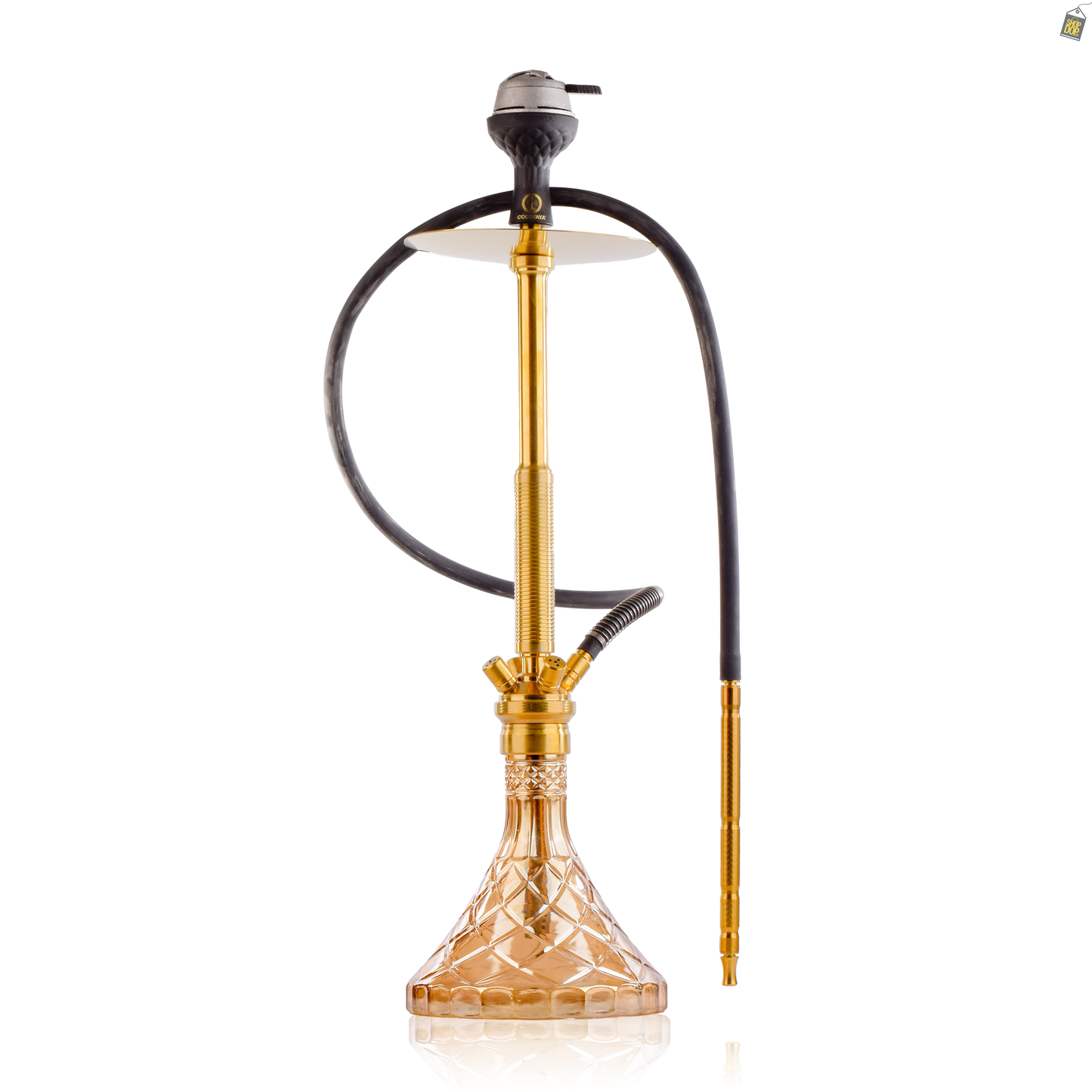 COCOYAYA King Series Spiral Hookah - Gold Stem / Gold Base with Fabric bag